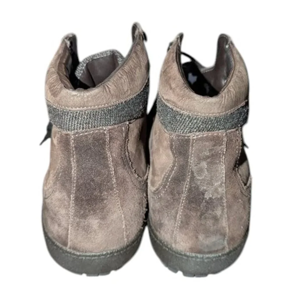 Santoni High Top Lace Up Ankle Suede Leather Tie Dark Sneakers Boots Shoes 10D